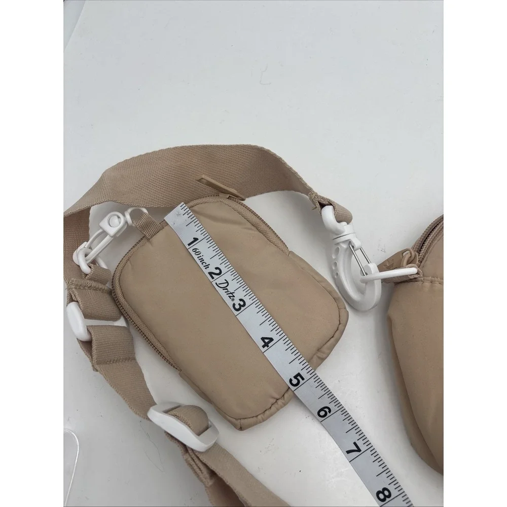Adidas Crossbody Pouch Puffer Bag Beige Fanny Pack Essentials Travel Zip Up
